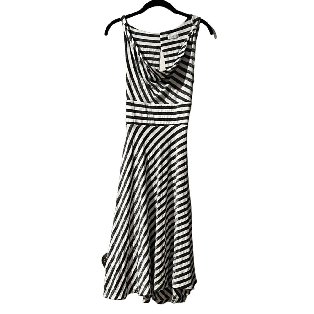 Charity Dress Open Back Corset adjustable Black White Small Sparkle